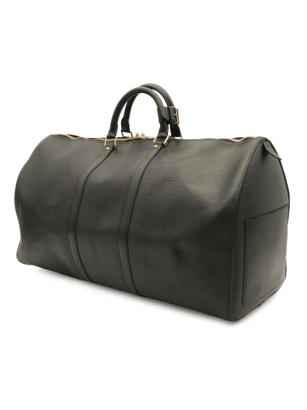 Louis Vuitton Epi Keepall 55 Boston Bag Purse Leather Noir Black